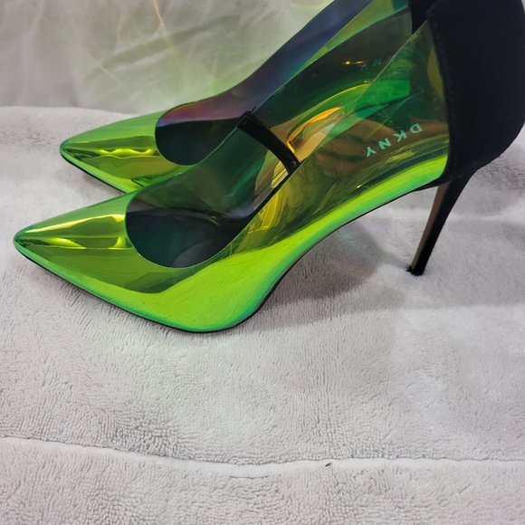 DKNY Green Irridescent Clear Heels - Picture 2 of 7